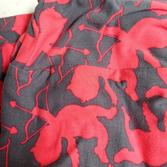 Lularoe Red Gray Leggings‎ Pull On Elastic Waist OS Women Cupid Valentines Fun - Picture 6 of 9